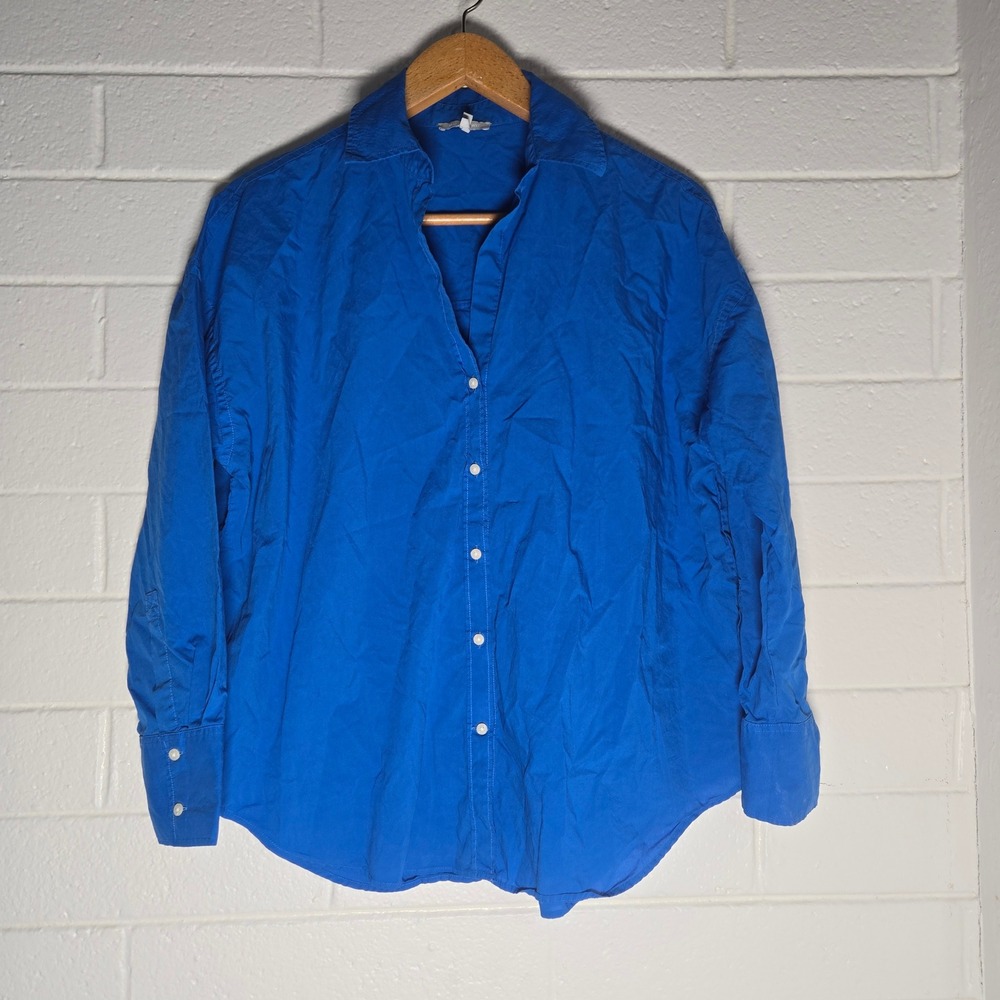 Hinson Wu Shirt Large Poplin Cotton Button Oversized Classic Office‎
